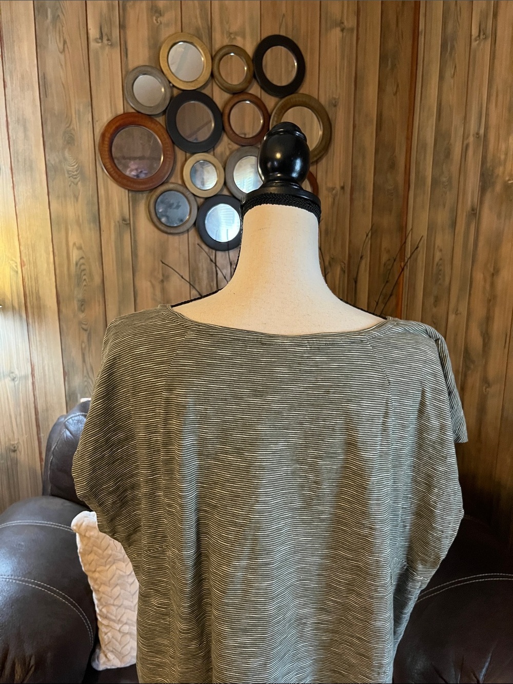 J. Jill Olive Green Scoop Neck Short Sleeve Top Cotton Casual Relaxed - Picture 5 of 8
